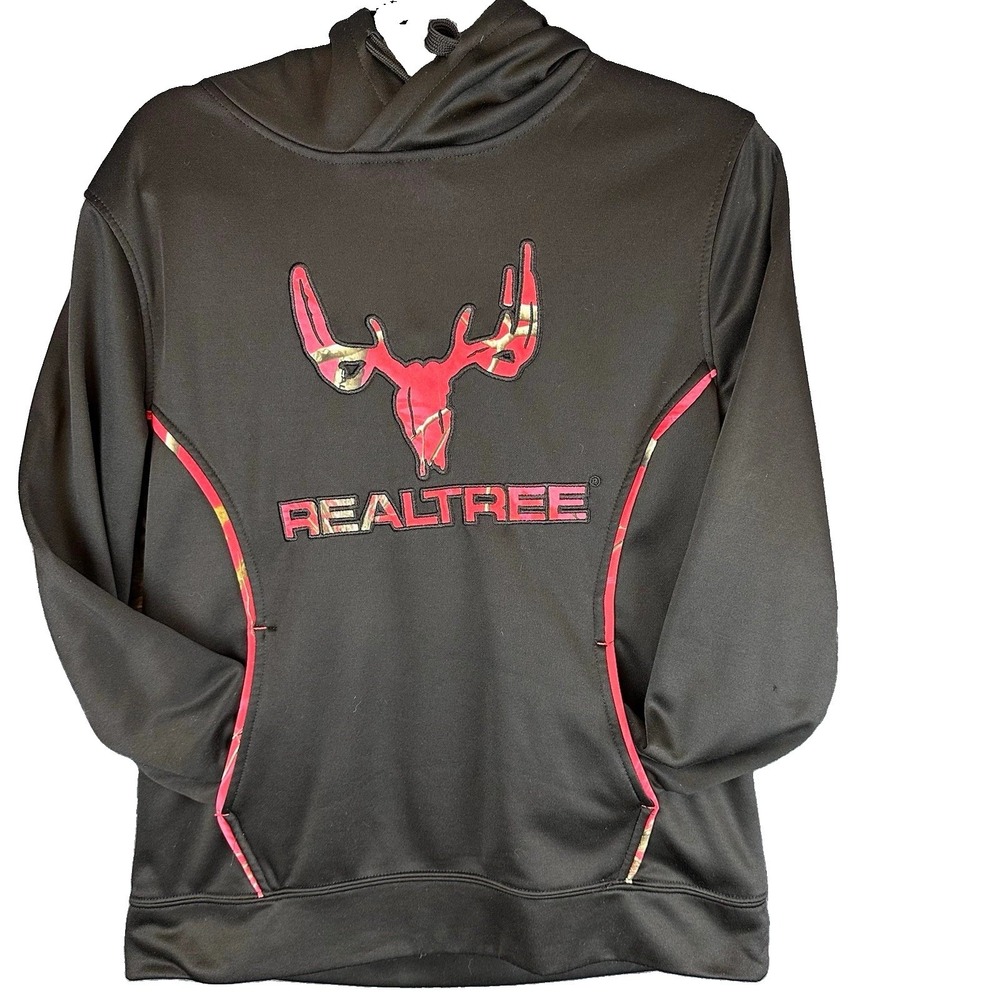 Cottonwood Canyon Realtree Pullover Hoodie Black/Red Camo Size S Polyester